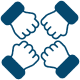 Holistiplan Icon of four fist bumps collaborative