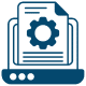 A laptop with a gear symbolizing technology and innovation, representing the integration of machinery and computing.