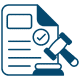 A document featuring a hammer and a check mark, symbolizing approval or completion of a task.