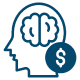 An icon featuring a brain intertwined with a dollar sign, symbolizing the connection between intellect and finance.