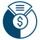 A blue circle featuring a prominent dollar sign in the center, symbolizing finance or currency.