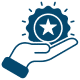 A hand grasping a star icon, symbolizing achievement and aspiration.
