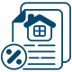 Home inspection report icon featuring a magnifying glass over a house, symbolizing thorough property evaluation.