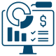 A computer monitor displaying a graph alongside a prominent dollar sign, symbolizing financial data analysis.