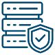 Blue shield icon featuring a white check mark, symbolizing security and verification.