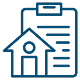A house icon next to a document icon, symbolizing home ownership or real estate paperwork
