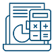 A calculator and a sheet of paper are placed on a wooden desk, suggesting a workspace for calculations or note-taking.