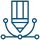 Blue pencil icon centered on a black background, symbolizing writing or editing tasks.