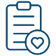 Clipboard featuring a heart icon, symbolizing care or love, set against a neutral background.