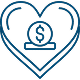 Heart shape with a dollar sign inside, symbolizing the connection between love and money.
