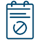 Clipboard icon in blue outline with a red no symbol, indicating prohibition or restriction on clipboard usage.