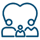 A family of four standing together, forming a heart shape with their arms, symbolizing love and unity.