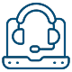 Headset icon displayed on a solid black background, symbolizing audio or communication technology.