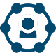 A circle containing a person, symbolizing individuality or community within a defined space.
