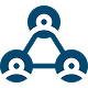 A group of people stands connected in a triangle formation, symbolizing unity and collaboration.