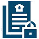 A house with a padlock and a document, symbolizing security and legal ownership.