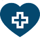 Heart symbol with a cross inside, representing love and faith