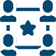 A group of people standing together with a large star symbol prominently displayed in the center.