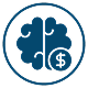 Brain and dollar sign icon representing the connection between intelligence and financial success.