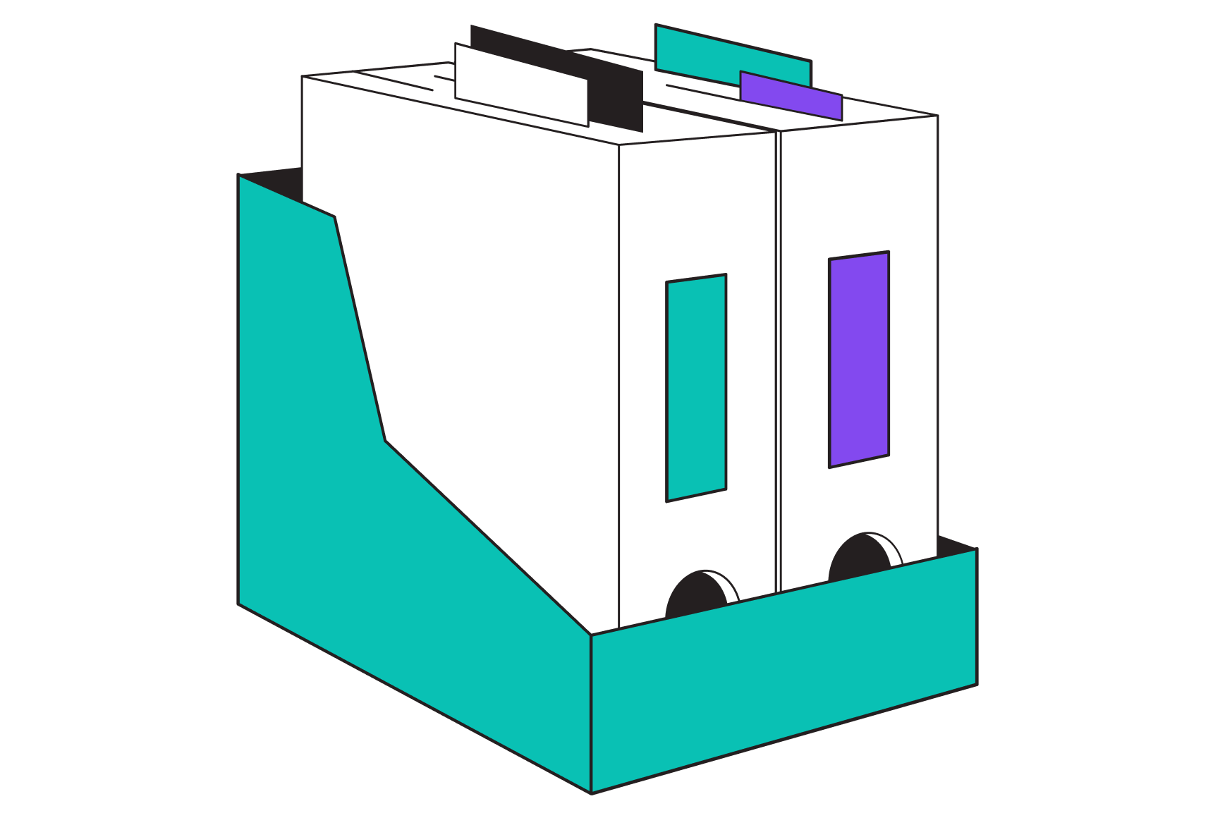 File cabinet clipart featuring a three-drawer cabinet in a simple, flat design with a neutral color palette.