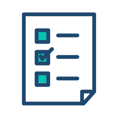 Checklist icon featuring a clipboard with checkmarks, symbolizing task completion and organization.