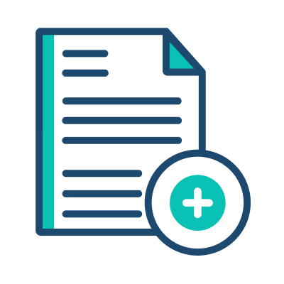 Document icon representing a file or text document, typically used to indicate written content or information.