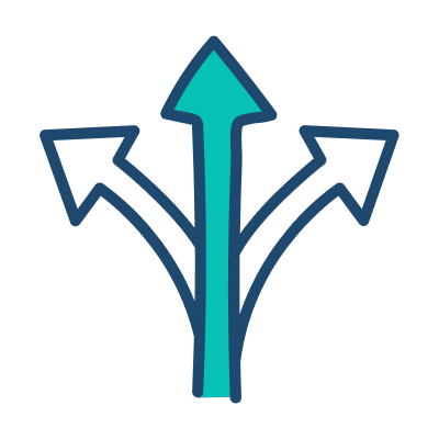 A blue arrow pointing left and right, indicating movement or direction in both directions.