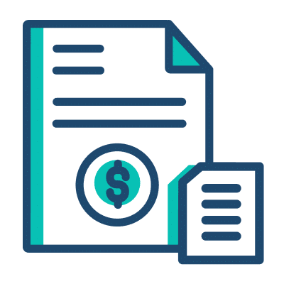 Document icon featuring a dollar sign, symbolizing financial documents or transactions.