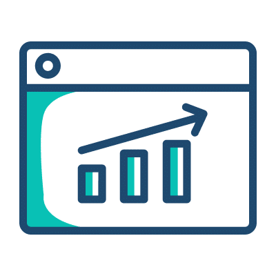Graph depicting growth trends displayed on a computer screen, illustrating data analysis and performance metrics.
