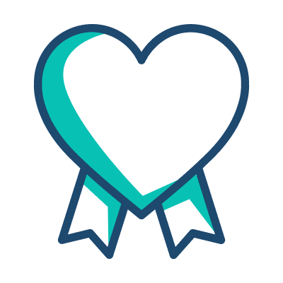 Heart-shaped ribbon icon, symbolizing love and support, often used in awareness campaigns and charitable causes.