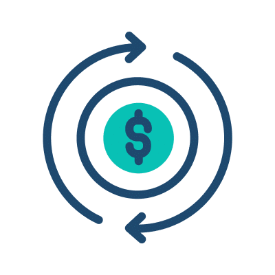 A dollar sign enclosed in a circle, with arrows pointing towards it, symbolizing financial growth or investment.