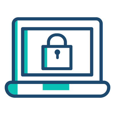 A laptop displaying a padlock icon, symbolizing security and data protection.