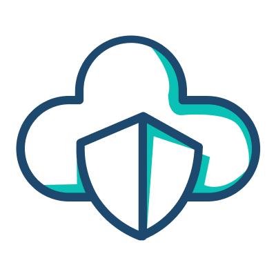 Cloud security logo featuring a stylized cloud with a padlock, symbolizing data protection and cybersecurity.