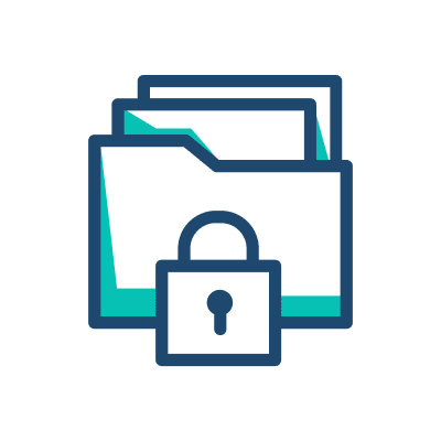 File folder icon secured with a padlock, symbolizing protected or confidential information.