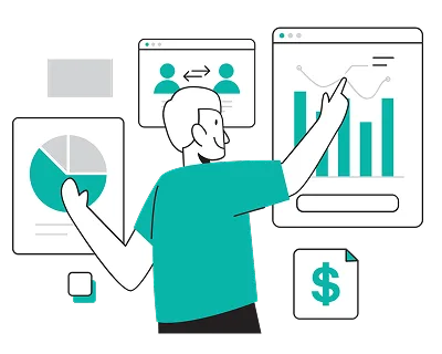 A man points at a chart displayed on a screen, illustrating data or trends during a presentation.