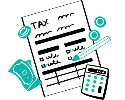 Tax calculator icon featuring a calculator with a dollar sign, symbolizing financial calculations for taxes.
