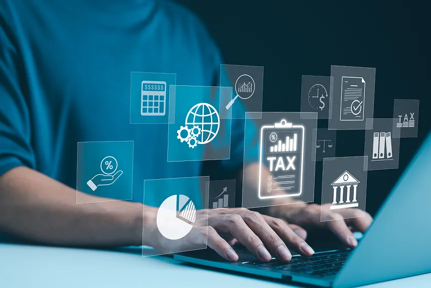 Tax software interface displayed on a computer screen, designed specifically for small business financial management.