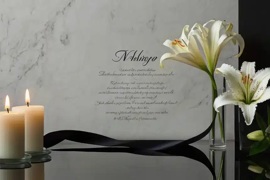 A vase filled with white flowers beside a lit candle, creating a serene and elegant atmosphere.