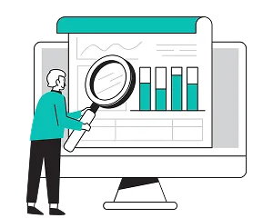 A man analyzing data graphs displayed on his computer screen, focused on understanding the information presented.