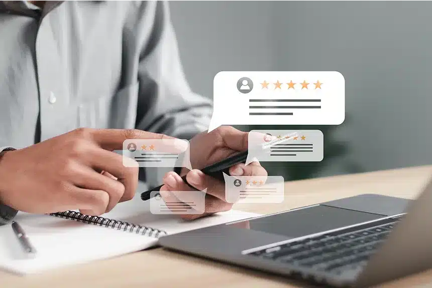 Five tips displayed in a visually appealing infographic to enhance online reviews and customer feedback.